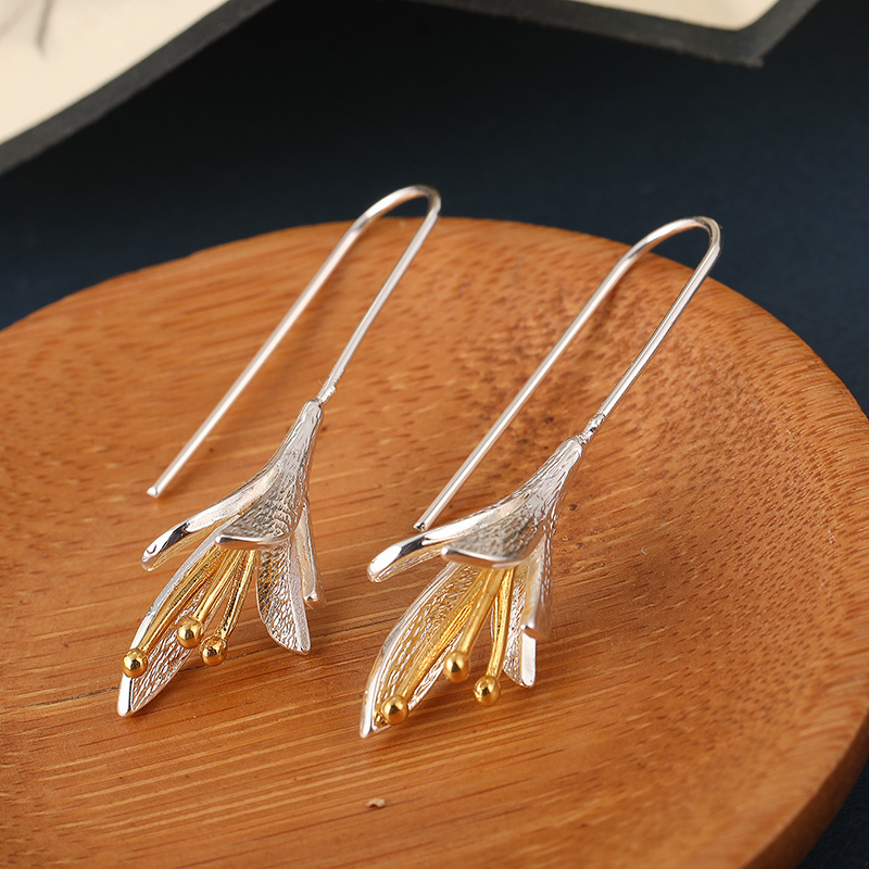 Lily Dangle Earrings with Golden Accents Boho Style